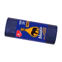 Мешки для мусора 160 л, синие, рулон 10 шт., ПВД, 35 мкм, 1100х900 мм, Уфа Пак, МВ1755 (МВ 160-10ср) в Чехове