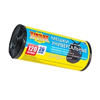 Мешки для мусора 120 л, черные, в рулоне 20 шт., ПНД, 15 мкм, 1100х700 мм, Крепак, 4607075710207 в Чехове