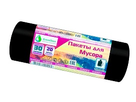 Мешки для мусора 30 л, черные, в рулоне 20 шт., ПНД, 7 мкм, 600х500 мм, MIRPACK Classik, 302040 в Чехове