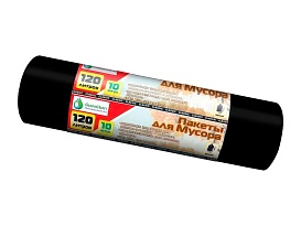 Мешки для мусора 120 л, черные, в рулоне 10 шт., ПНД, 12 мкм, 1100х700 мм, MIRPACK Classik, 1201011 в Чехове
