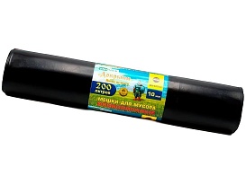 Мешки для мусора 200 л, ароматизированные, черные, в рулоне 10 шт., ПВД, 100 мкм, 1200х800 мм, Добрыня, Dob20010black в Чехове