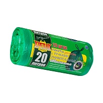 Мешки для мусора 20 л, биоразлагаемые, с ручками, черные, в рулоне 30 шт., ПНД, 10 мкм, 550х440 мм, Крепак, 4607075710047 в Чехове