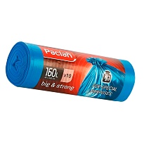 Мешки для мусора 160 л, синие, в рулоне 10 шт., ПВД, 21 мкм, 1200х870 мм, PACLAN Big&Strong, 604075 в Чехове