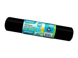 Мешки для мусора 240 л, черные, в рулоне 10 шт., ПВД 80 мкм, 1300х930 мм, EXPORT, exp 24010167 в Чехове