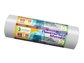 Мешки для мусора 60 л, белые, в рулоне 20 шт., ПНД, 7 мкм, 700х600 мм, MIRPACK Classik, 602052 в Чехове