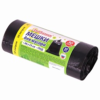 Мешки для мусора 30 л, черные, в рулоне 30 шт., ПНД, 7 мкм, 550х480 мм, Любаша, 608089 в Чехове