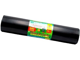 Мешки для мусора 280 л, ароматизированные, черные, в рулоне 10 шт., ПВД 110 мкм, 1400х930 мм, Добрыня, Dob28010black в Чехове