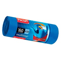 Мешки для мусора 160 л, с ушками, синие, в рулоне 10 шт., ПВД, 30 мкм, 1250х900 мм, PACLAN Multitop, 604064 в Чехове
