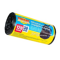 Мешки для мусора 120 л, черные, в рулоне 30 шт., ПНД, 15 мкм, 1100х700 мм, Крепак, 4607075710122 в Чехове
