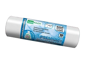 Мешки для мусора 300 л, белые, в рулоне 10 шт., ПВД 70 мкм, 1400х1000 мм, PREMIUM+, 300101602 в Чехове
