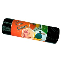 Мешки для мусора 60 л, черные, в рулоне 30 шт., ПНД, 6 мкм, 640х580 мм, Концепция Быта EcoClean, 603890 в Чехове