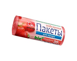 Мешки для мусора 30 л, ароматизированные, Клубника, красные, в рулоне 20 шт., ПНД, 9 мкм, 560х530 мм, GRIFON Aroma, 101-020 K в Чехове