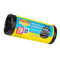 Мешки для мусора 20 л, черные, в рулоне 30 шт., ПНД, 10 мкм, 550х440 мм, Крепак, 4607075710092 в Чехове