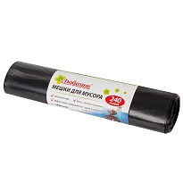 Мешки для мусора 240 л, черные, в рулоне 5 шт., ПВД 30 мкм, 1300х900 мм, Любаша, 605338 в Чехове