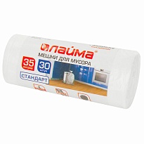 Мешки для мусора 35 л, белые, в рулоне 30 шт., ПНД, 6 мкм, 550х480 мм, LAIMA, 605538 в Чехове