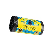 Мешки для мусора 20 л, с ушками, черные, в рулоне 30 шт., ПНД, 10 мкм, 550х440 мм, Крепакоф, 4607075710221 в Чехове